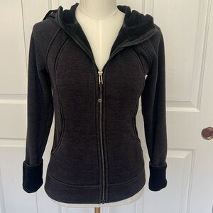 Lululemon Athletica Black Hooded Jacket with Full-Length Zipper
